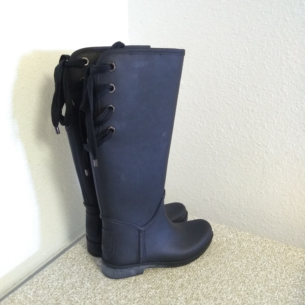 Coach Tristee Black Rubber Boots